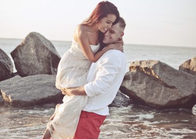 Professional wedding photography casual wedding couple on a beach
